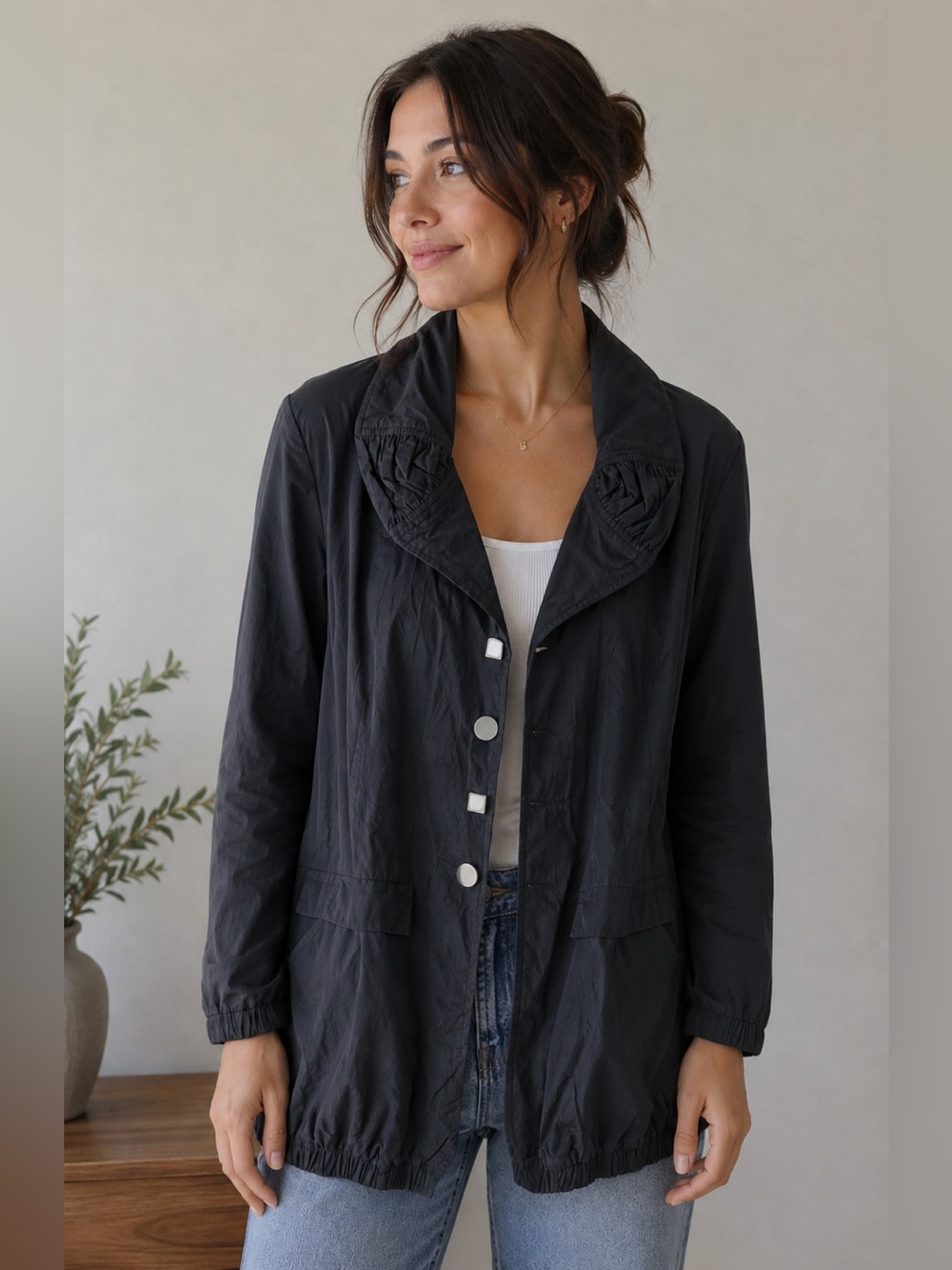 Katherine Barclay Black Women's Lightweight Jacket Mixed Material Size XS